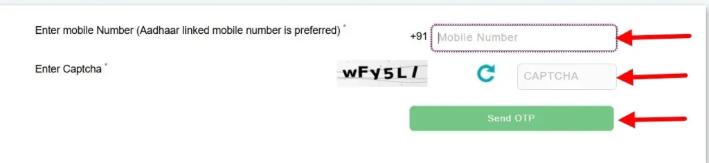 Enter your Aadhaar-linked mobile number and the Captcha.